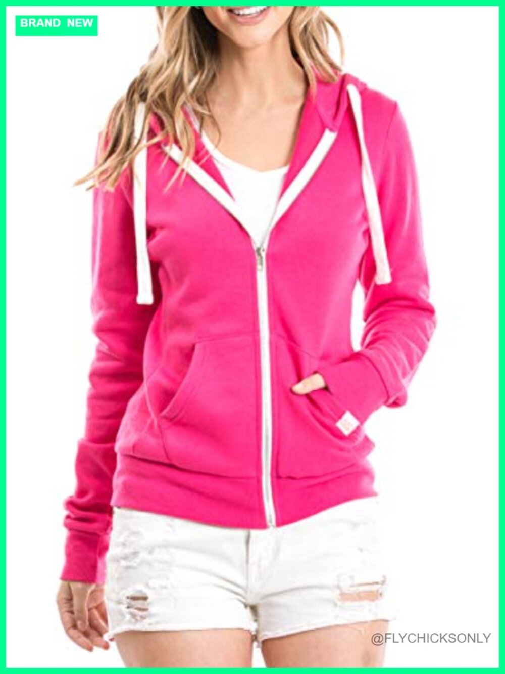 Fleece Zip Up Hoodie Womens Plus Size Long Sleeve Kangaroo Pocket